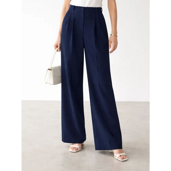 Abercrombie & Fitch Pants - NWT Abercrombie & Fitch High Rise Sloane Tailored Wide Leg Pants, Navy, 30/10L